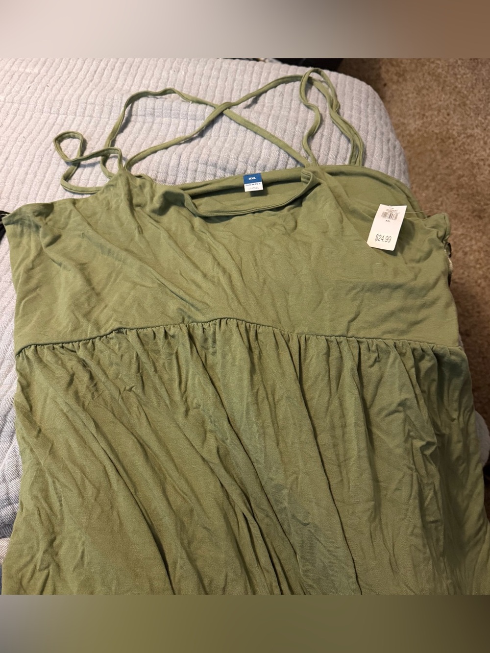Old Navy Olive Green Sleeveless Mini Dress with Crisscross Back - Picture 4 of 8